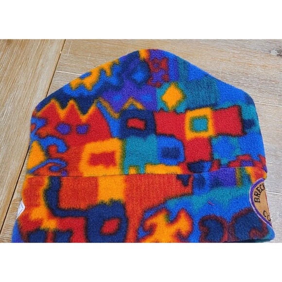 Vintage 90s MERKLEY Headgear Fleece Beanie Breckenridge Colorado  MultiColor Hat - Picture 2 of 7